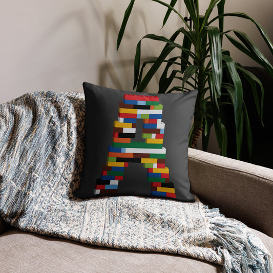 Premium Pillow (Charcoal) | Building Block Letter