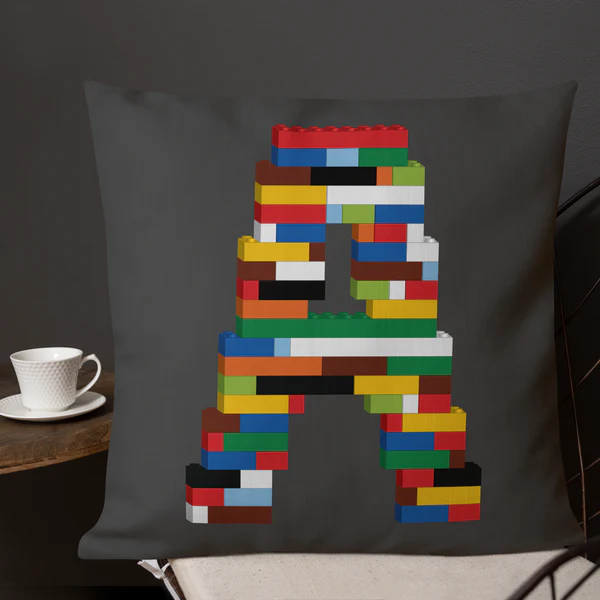 Premium Pillow (White) | Toy Brick Letters