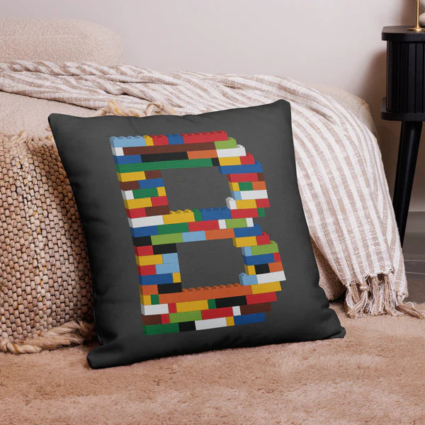 Premium Pillow (White) | Toy Brick Letters