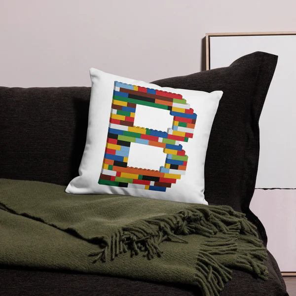 Premium Pillow (White) | Toy Brick Letters