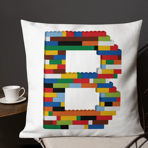 Premium Pillow (White) | Toy Brick Letters