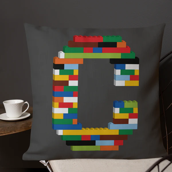 Premium Pillow (White) | Toy Brick Letters