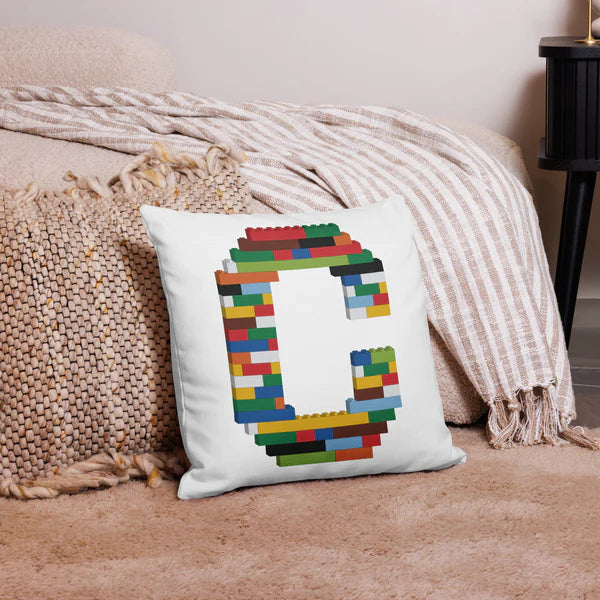 Premium Pillow (White) | Toy Brick Letters