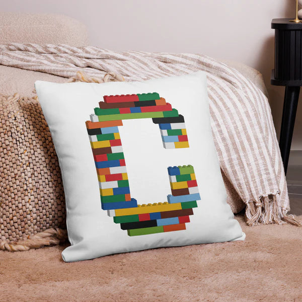 Premium Pillow (White) | Toy Brick Letters