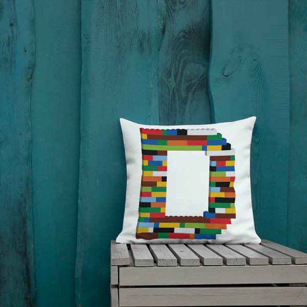 Premium Pillow (White) | Toy Brick Letters