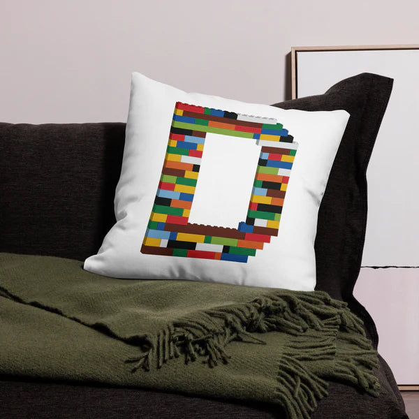 Premium Pillow (White) | Toy Brick Letters