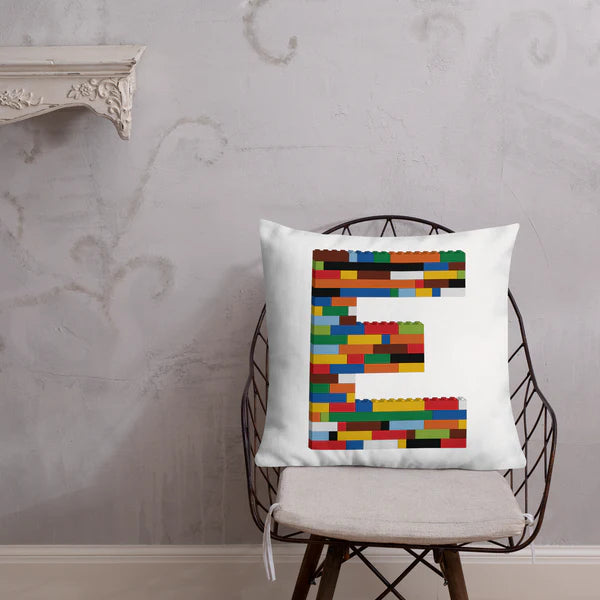 Premium Pillow (White) | Toy Brick Letters