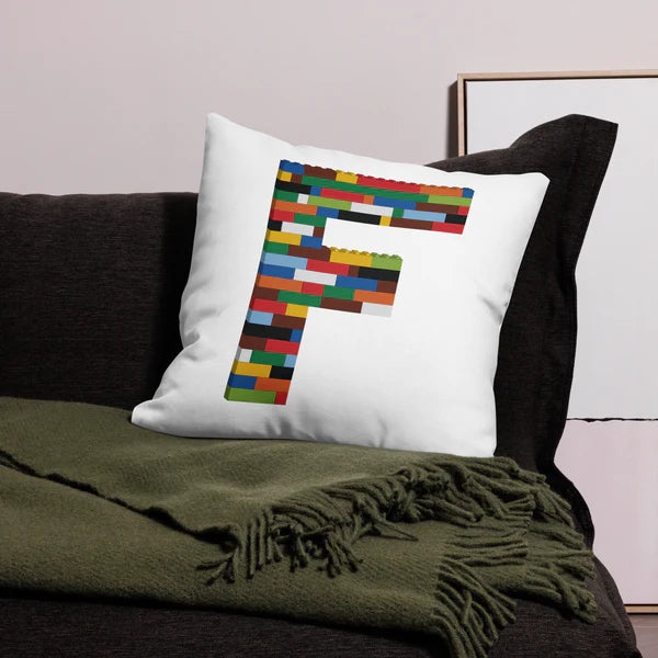 Premium Pillow (White) | Toy Brick Letters