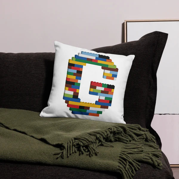 Premium Pillow (White) | Toy Brick Letters