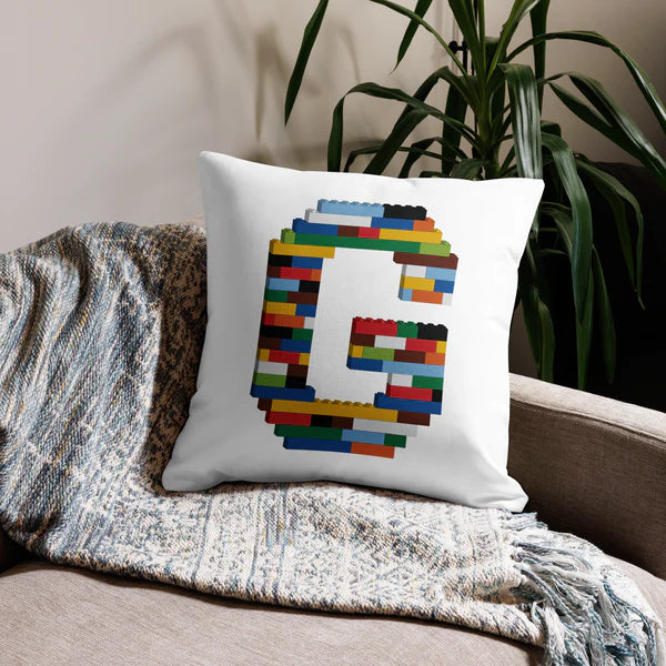 Premium Pillow (White) | Toy Brick Letters