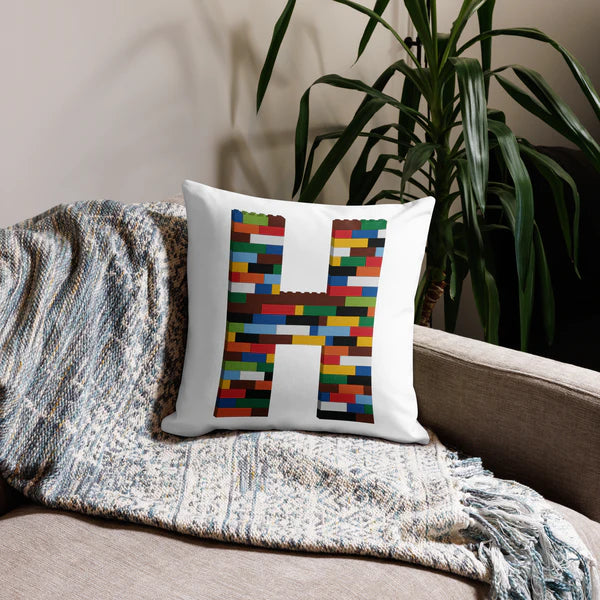 Premium Pillow (White) | Toy Brick Letters