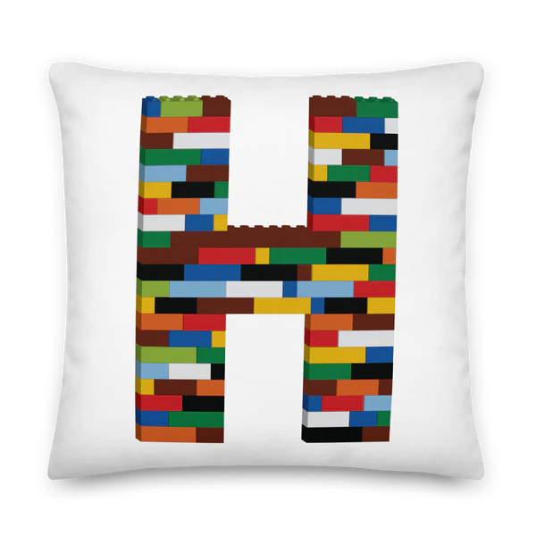 Premium Pillow (White) | Toy Brick Letters