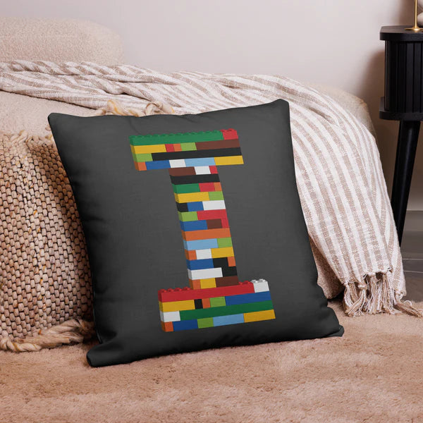 Premium Pillow (White) | Toy Brick Letters