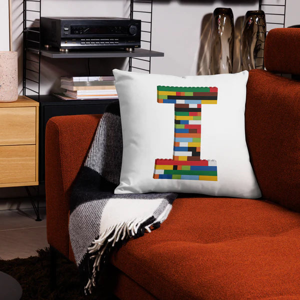 Premium Pillow (White) | Toy Brick Letters