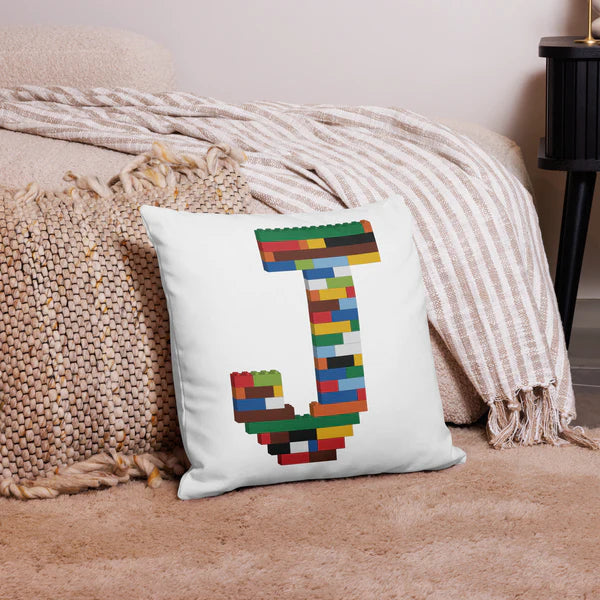 Premium Pillow (White) | Toy Brick Letters