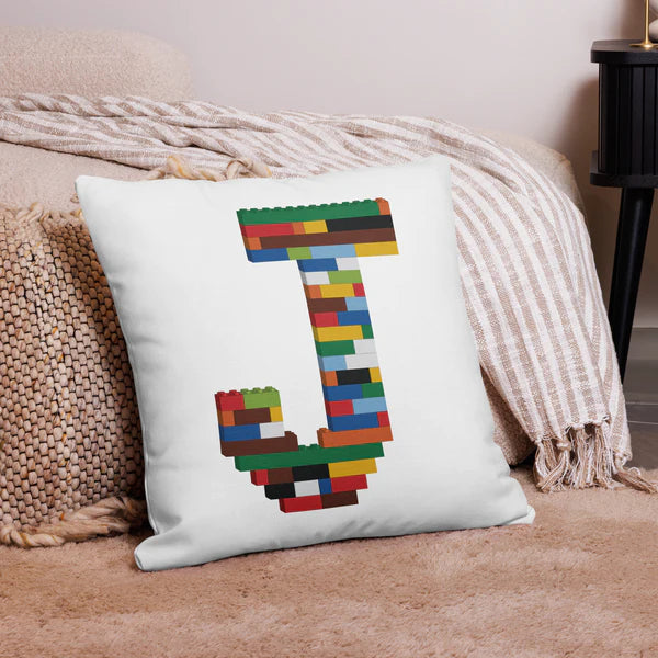 Premium Pillow (White) | Toy Brick Letters