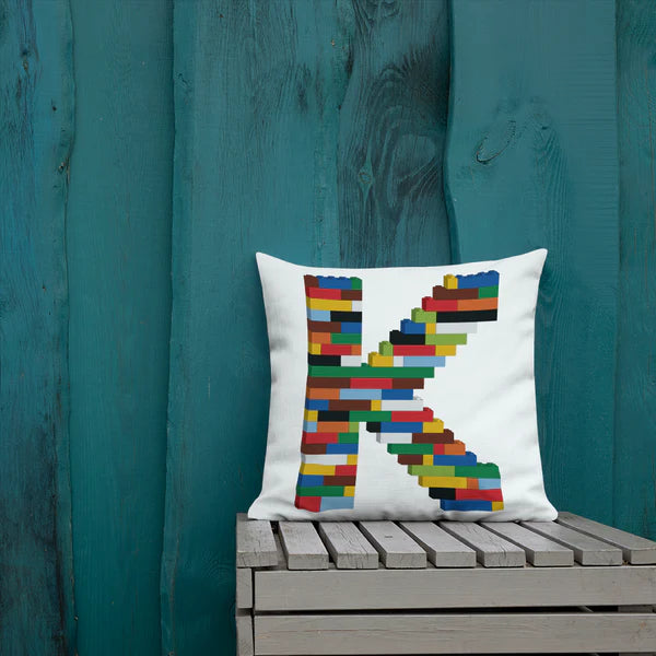 Premium Pillow (White) | Toy Brick Letters