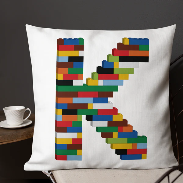 Premium Pillow (White) | Toy Brick Letters