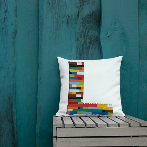 Premium Pillow (White) | Toy Brick Letters