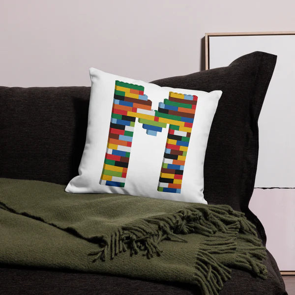 Premium Pillow (White) | Toy Brick Letters