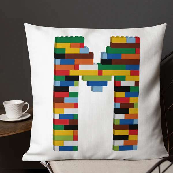 Premium Pillow (White) | Toy Brick Letters