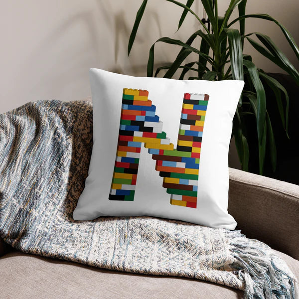 Premium Pillow (White) | Toy Brick Letters