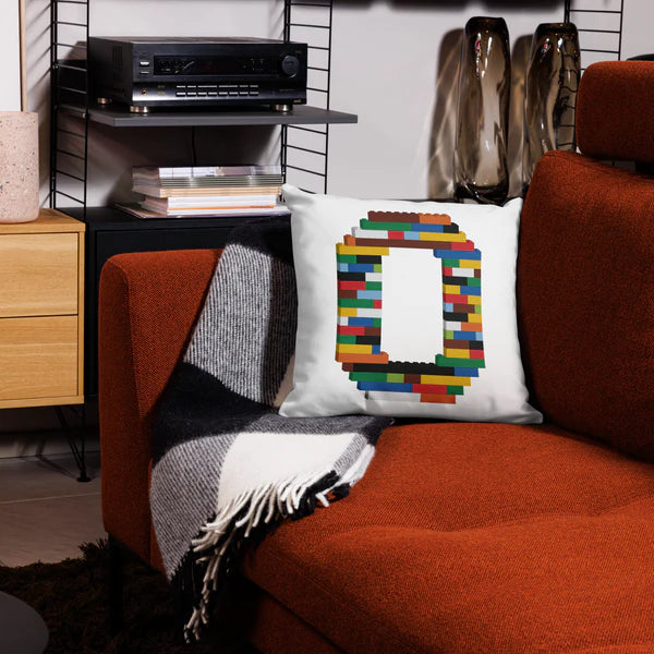 Premium Pillow (White) | Toy Brick Letters