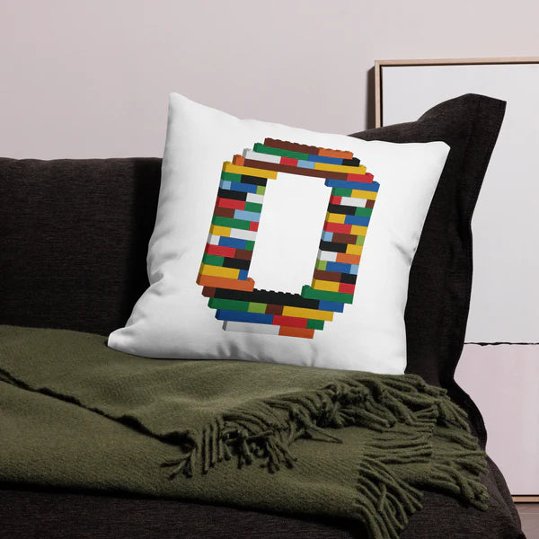 Premium Pillow (White) | Toy Brick Letters