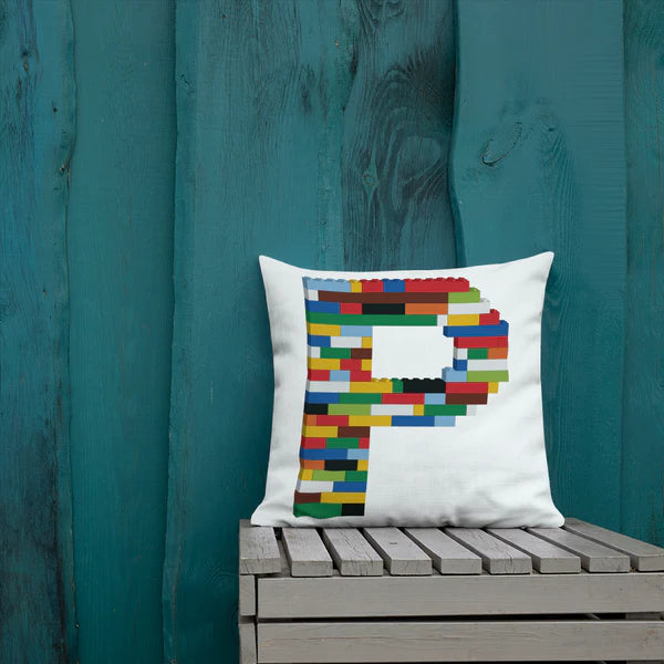 Premium Pillow (White) | Toy Brick Letters