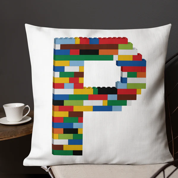 Premium Pillow (White) | Toy Brick Letters