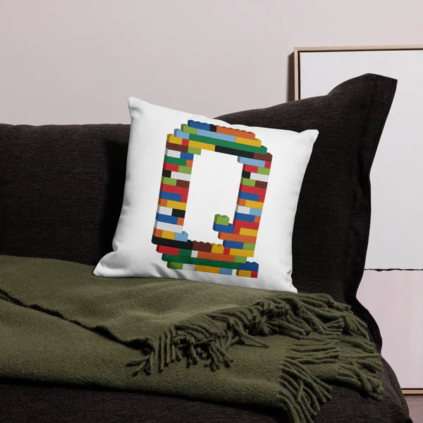 Premium Pillow (White) | Toy Brick Letters