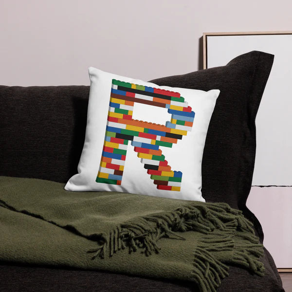 Premium Pillow (White) | Toy Brick Letters