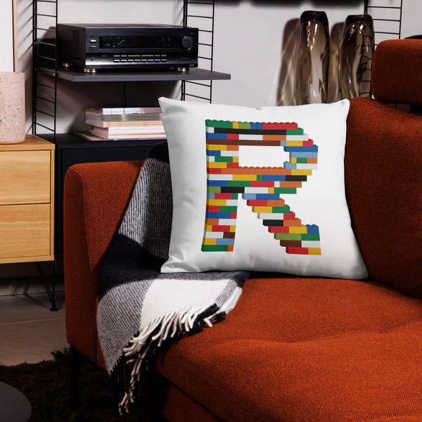 Premium Pillow (White) | Toy Brick Letters