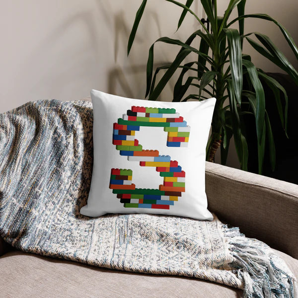 Premium Pillow (White) | Toy Brick Letters