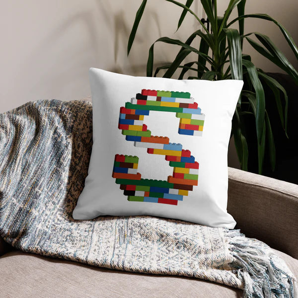 Premium Pillow (White) | Toy Brick Letters