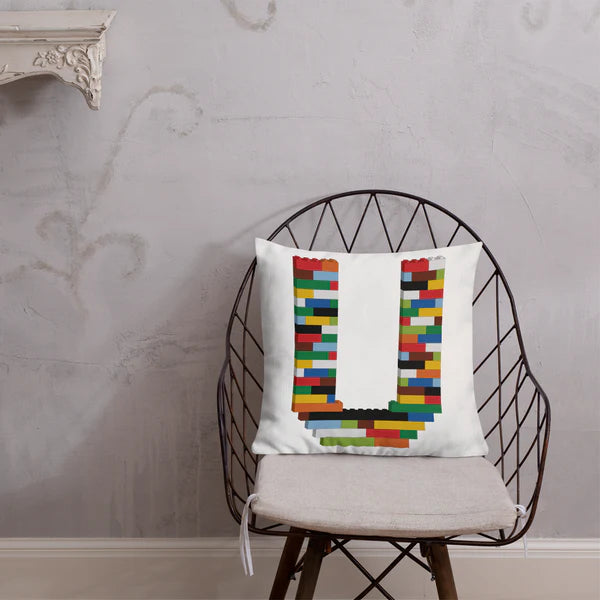 Premium Pillow (White) | Toy Brick Letters