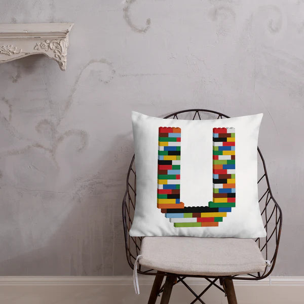 Premium Pillow (White) | Toy Brick Letters