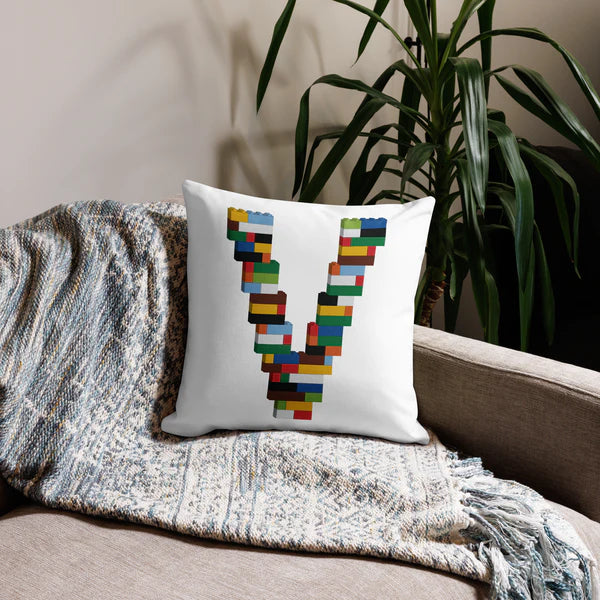 Premium Pillow (White) | Toy Brick Letters