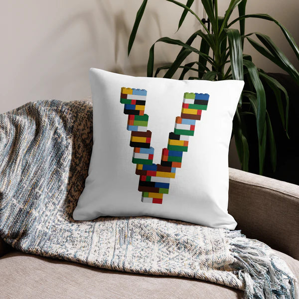 Premium Pillow (White) | Toy Brick Letters