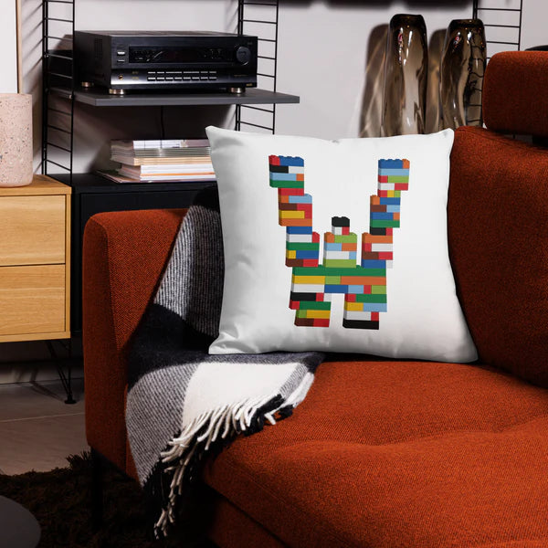 Premium Pillow (White) | Toy Brick Letters