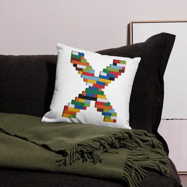 Premium Pillow (White) | Toy Brick Letters