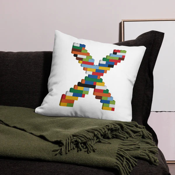 Premium Pillow (White) | Toy Brick Letters