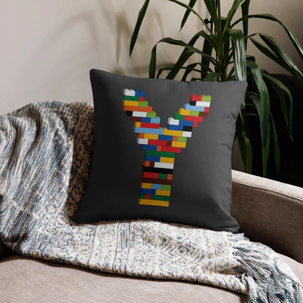 Premium Pillow (White) | Toy Brick Letters