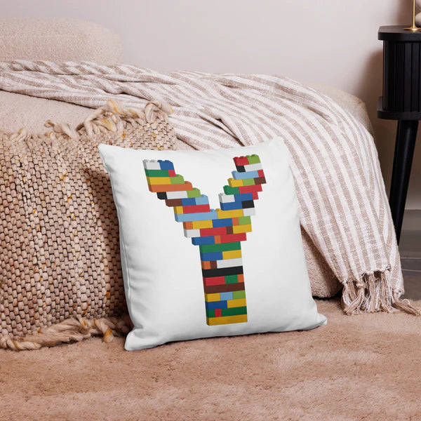 Premium Pillow (White) | Toy Brick Letters