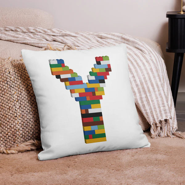 Premium Pillow (White) | Toy Brick Letters