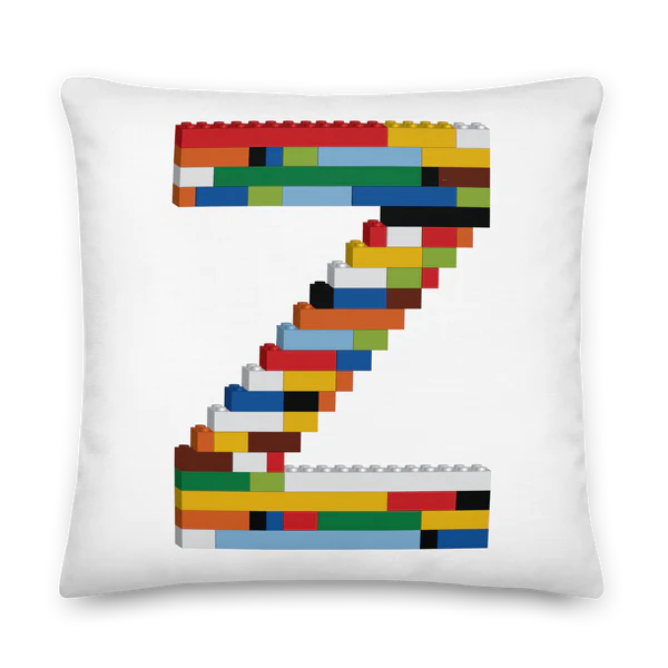 Premium Pillow (White) | Toy Brick Letters