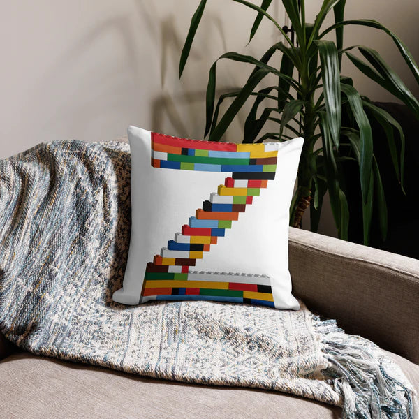 Premium Pillow (White) | Toy Brick Letters