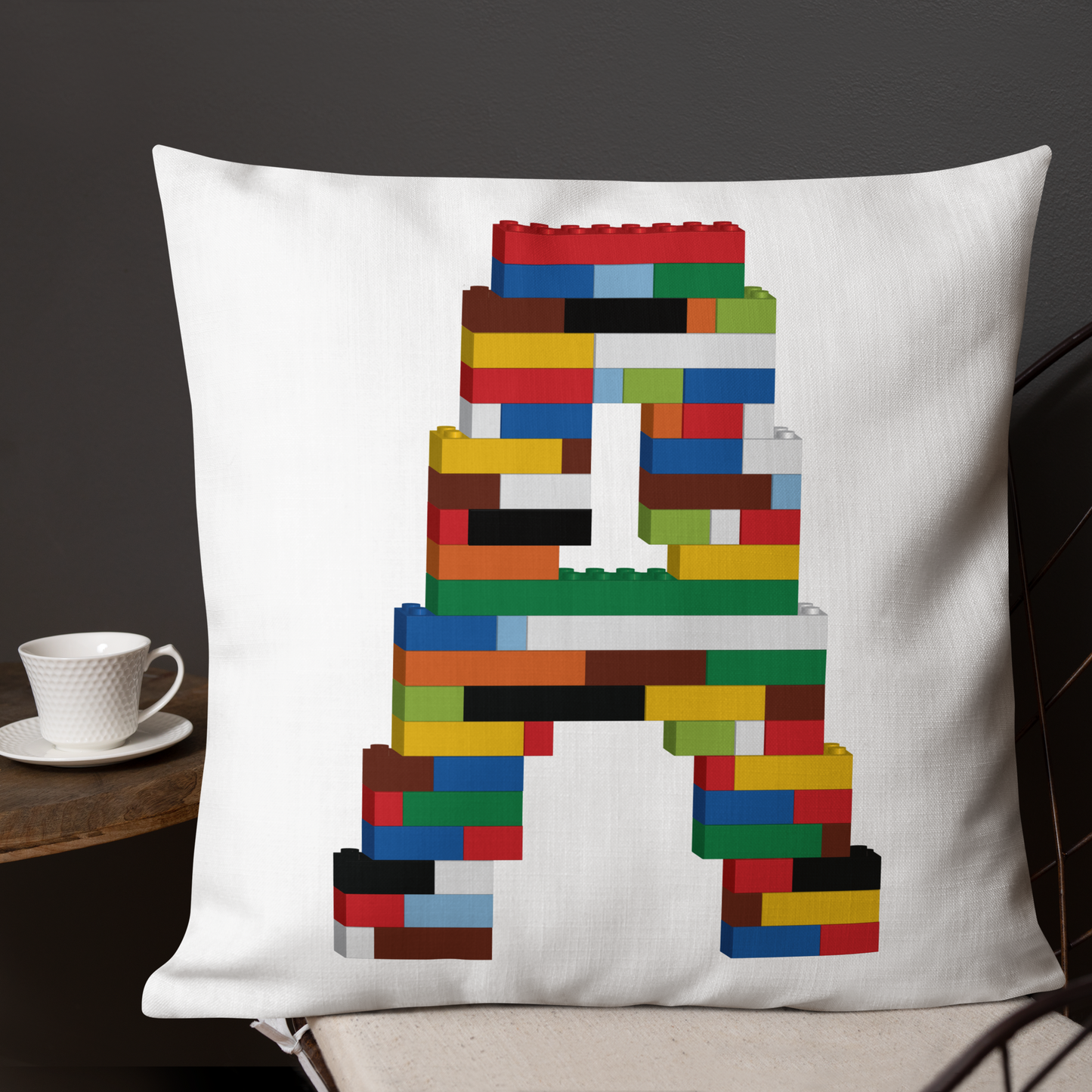 Premium Pillow (White) | Toy Brick Letters